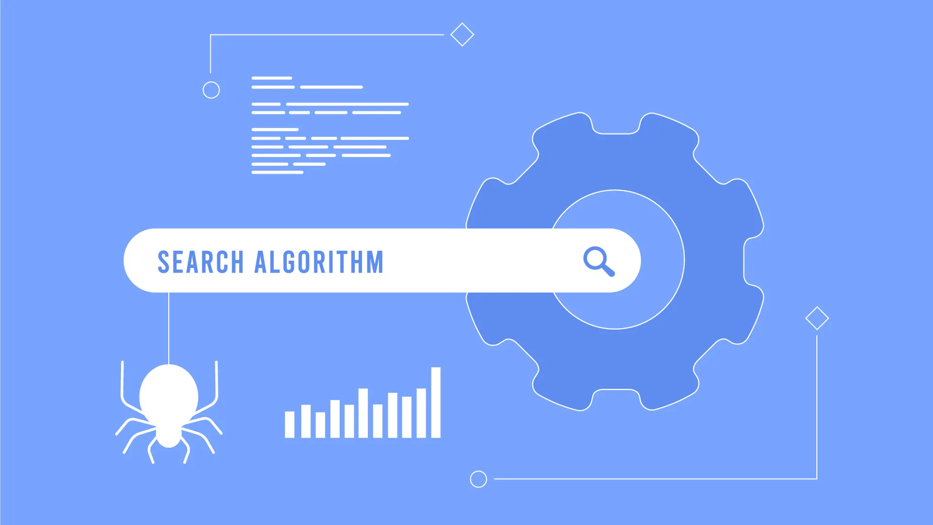 Illustration representing Google's search algorithm updates and ranking systems